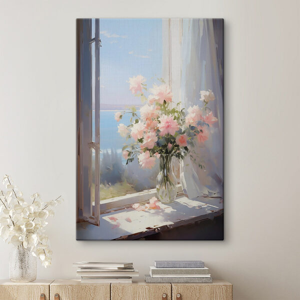 Vase mit Blumen vor einem Fenster Wandbilder Vase mit Blumen vor einem Fenster
