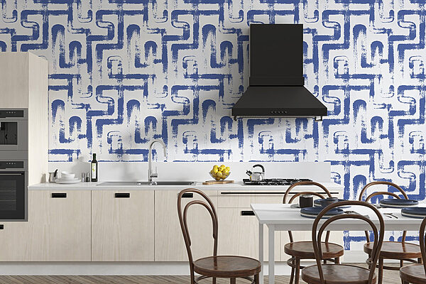 Fototapeten Blaues und weißes Muster