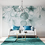 Fototapeten Transparente Blumen mit Blättern