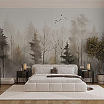 Fototapeten Baumgruppe im Nebel