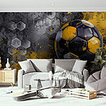 Fototapeten Fußball an einer Wand