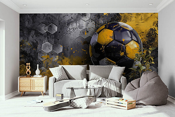 Fußball an einer Wand Fototapeten Fußball an einer Wand