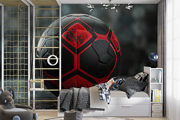 Schwarzer und roter Fußball Fototapeten Schwarzer und roter Fußball