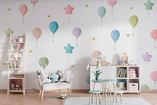 Muster aus Luftballons und Sternen Fototapeten Muster aus Luftballons und Sternen