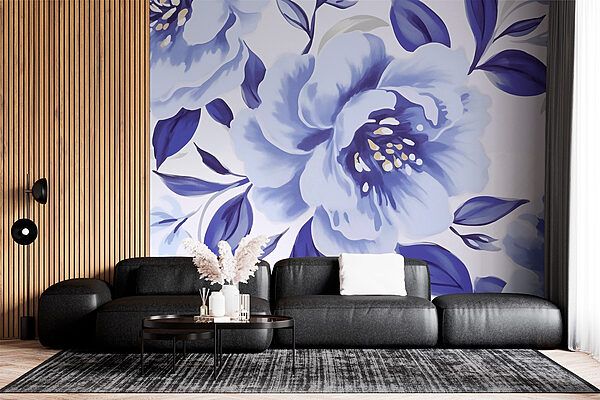 Fototapeten Zarte Blüten in sanften Blautönen