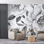 Fototapeten Florale Eleganz im monochromen Stil