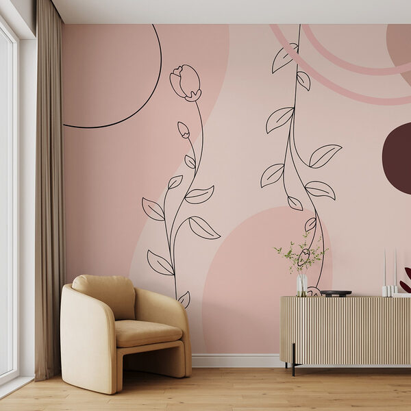 Elegantes florales Liniendesign Fototapeten Elegantes florales Liniendesign