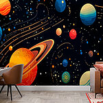 Fototapeten Bunte Planeten und Sterne