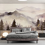 Fototapeten Landschaft mit Bergen und Bäumen