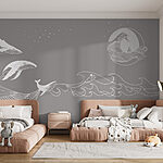 Fototapeten Wale und Wale auf dem Meer