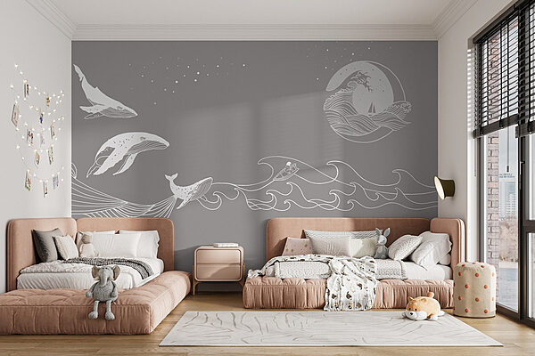 Fototapeten Wale und Wale auf dem Meer