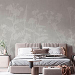 Fototapeten Weißes florales Muster auf grauem Hintergrund