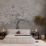 Fototapeten Baum mit weißen Blüten