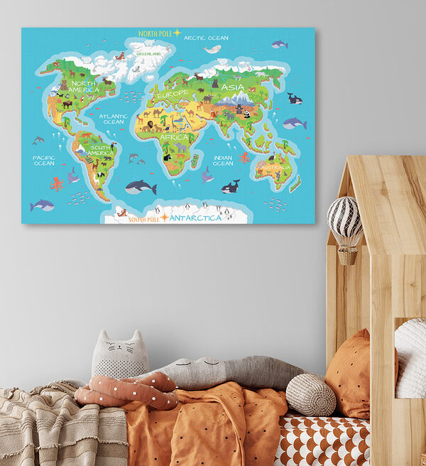 Karte der Welt mit Tieren Wandbilder Karte der Welt mit Tieren