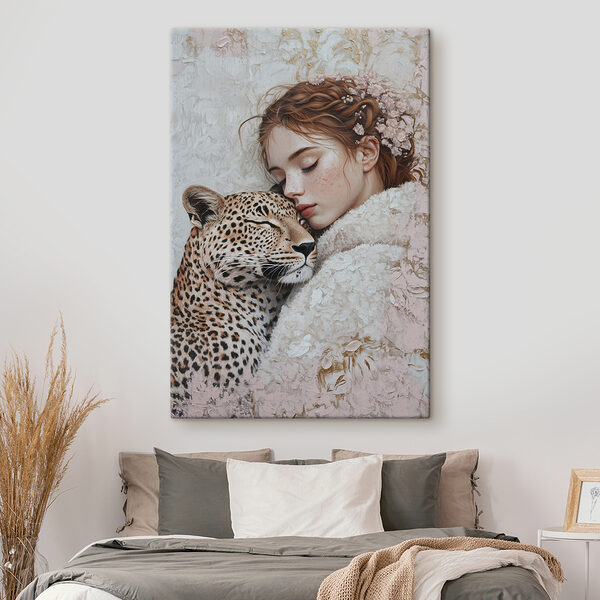 Frau mit Leopard Wandbilder Frau mit Leopard