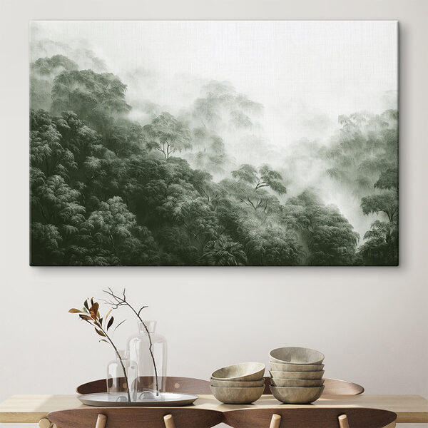 Nebliger Wald mit Bäumen Wandbilder Nebliger Wald mit Bäumen