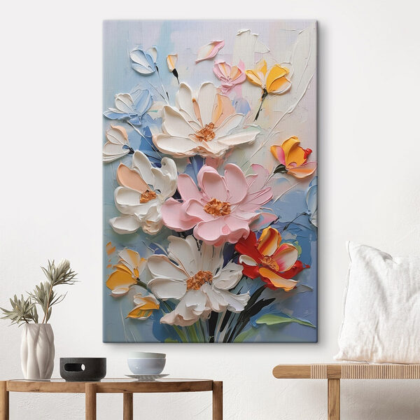 Gemälde mit Blumen an einer Wand Wandbilder Gemälde mit Blumen an einer Wand