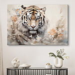 Wandbilder Tiger mit Blumen im Hintergrund