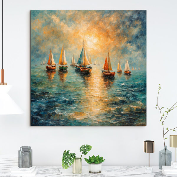 Gruppe von Booten auf dem Wasser Wandbilder Gruppe von Booten auf dem Wasser