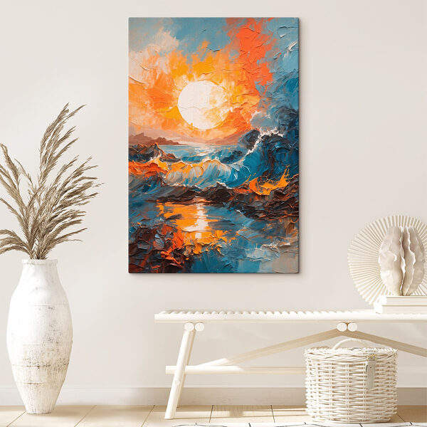 Gemälde eines Sonnenuntergangs über einem Meer Wandbilder Gemälde eines Sonnenuntergangs über einem Meer