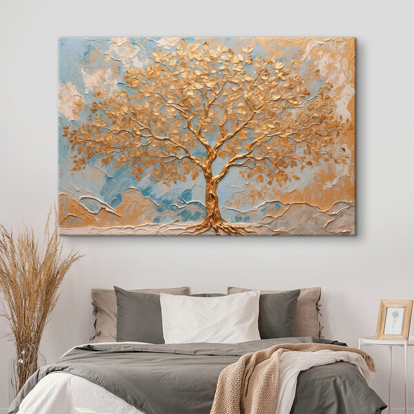 Künstlerisch gestalteter Baum vor einem heiteren Hintergrund Wandbilder Künstlerisch gestalteter Baum vor einem heiteren Hintergrund