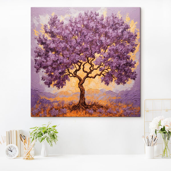Gemälde eines Baumes mit lila Blättern Wandbilder Gemälde eines Baumes mit lila Blättern
