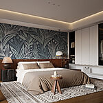 Fototapeten Muster aus Blättern und Beeren