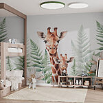 Fototapeten Giraffen und Blumen