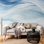 Fototapeten Weiße und blaue Aquarellmalerei