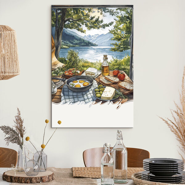 Tisch mit Essen an einem See Wandbilder Tisch mit Essen an einem See