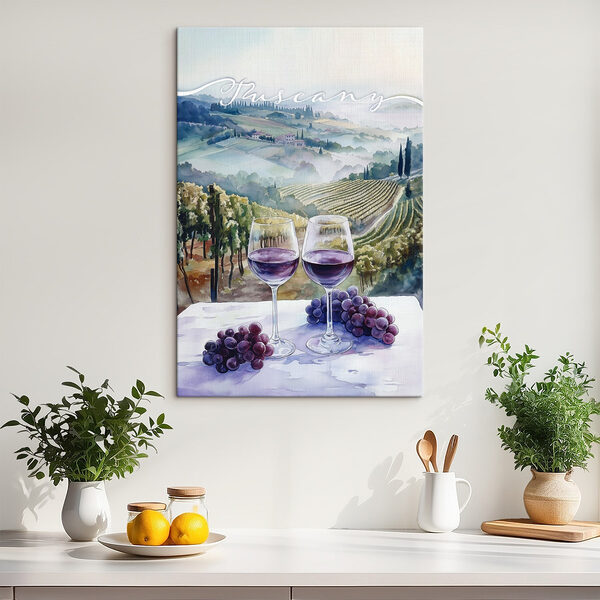 Aquarellmalerei von Weingläsern und Trauben auf einem Tisch Wandbilder Aquarellmalerei von Weingläsern und Trauben auf einem Tisch