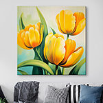 Wandbilder Gemälde von gelben Tulpen
