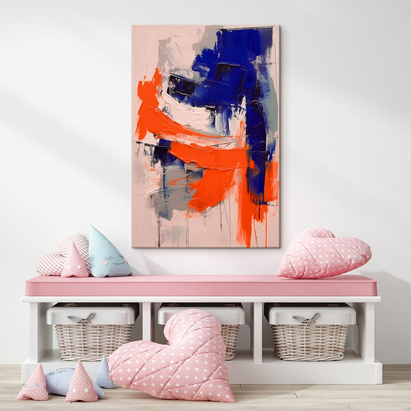 Bemalung mit blauer und oranger Farbe Wandbilder Bemalung mit blauer und oranger Farbe