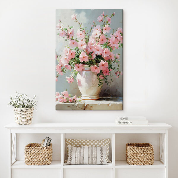 Vase mit rosa Blumen Wandbilder Vase mit rosa Blumen