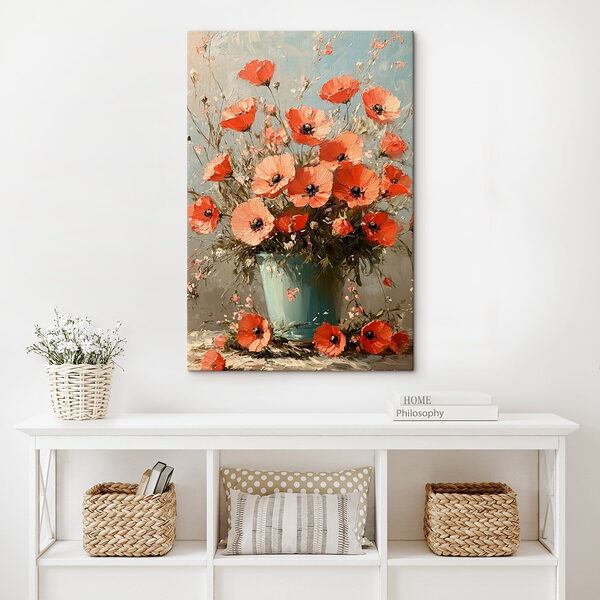Gemälde mit Blumen in einer blauen Vase Wandbilder Gemälde mit Blumen in einer blauen Vase