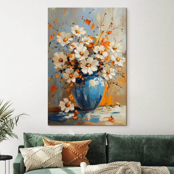 Gemälde mit Blumen in einer blauen Vase Wandbilder Gemälde mit Blumen in einer blauen Vase