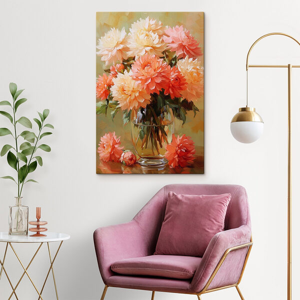 Bunte Blüten in einer Glasvase Wandbilder Bunte Blüten in einer Glasvase