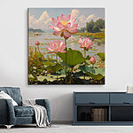 Wandbilder Rosa Blumen auf einem See