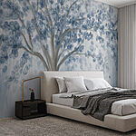 Fototapeten Baum mit blauen Blättern