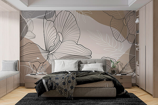 Elegantes florales Liniendesign Fototapeten Elegantes florales Liniendesign