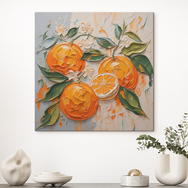 Malerei von Orangen und Blättern Wandbilder Malerei von Orangen und Blättern