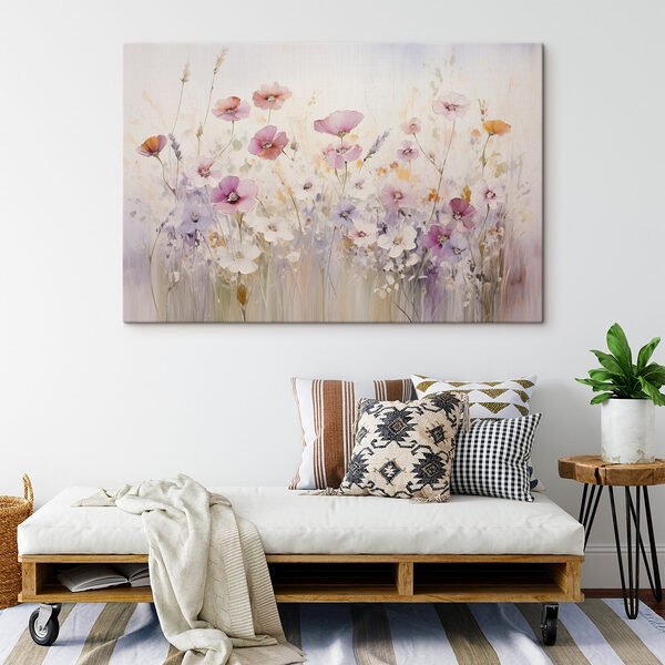Gemälde von Blumen auf einem Feld Wandbilder Gemälde von Blumen auf einem Feld