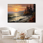 Wandbilder Sonnenuntergang über einem felsigen Strand