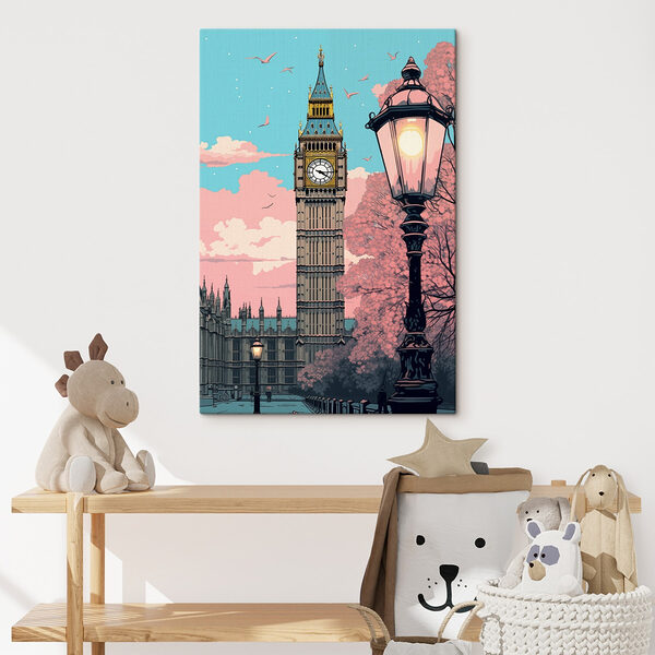 Uhrenturm mit Laternenpfahl und Bäumen Wandbilder Uhrenturm mit Laternenpfahl und Bäumen