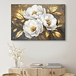 Wandbilder Elegante weiße Blumen mit goldenen Akzenten