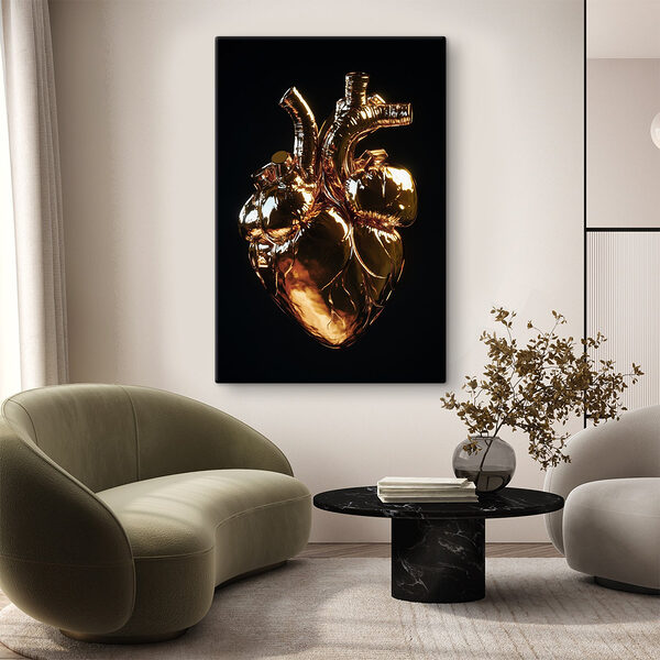 Elegante Herzskulptur vor dunklem Hintergrund Wandbilder Elegante Herzskulptur vor dunklem Hintergrund