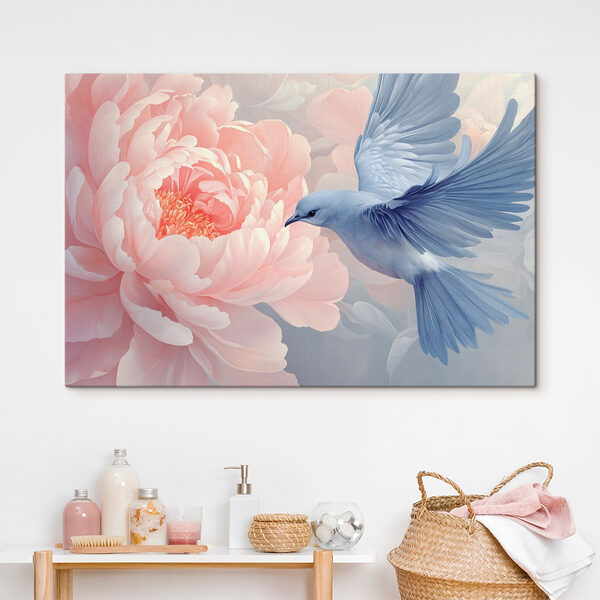 Vogel fliegt neben einer Blume Wandbilder Vogel fliegt neben einer Blume
