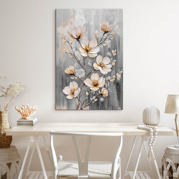 Gemälde mit Blumen auf grauem Hintergrund Wandbilder Gemälde mit Blumen auf grauem Hintergrund