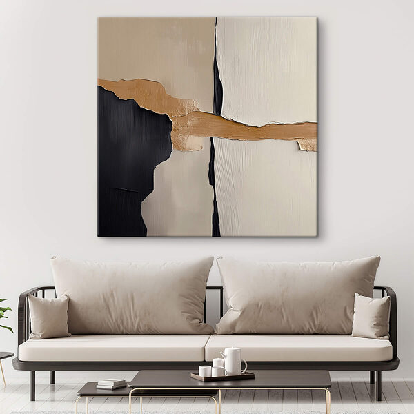 Schwarz-weiße Wand mit einem braunen Streifen Wandbilder Schwarz-weiße Wand mit einem braunen Streifen