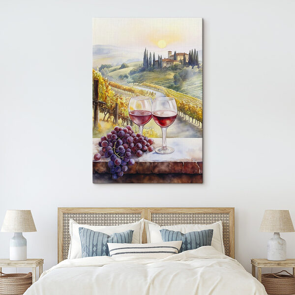 Aquarellmalerei von Weingläsern und Trauben Wandbilder Aquarellmalerei von Weingläsern und Trauben